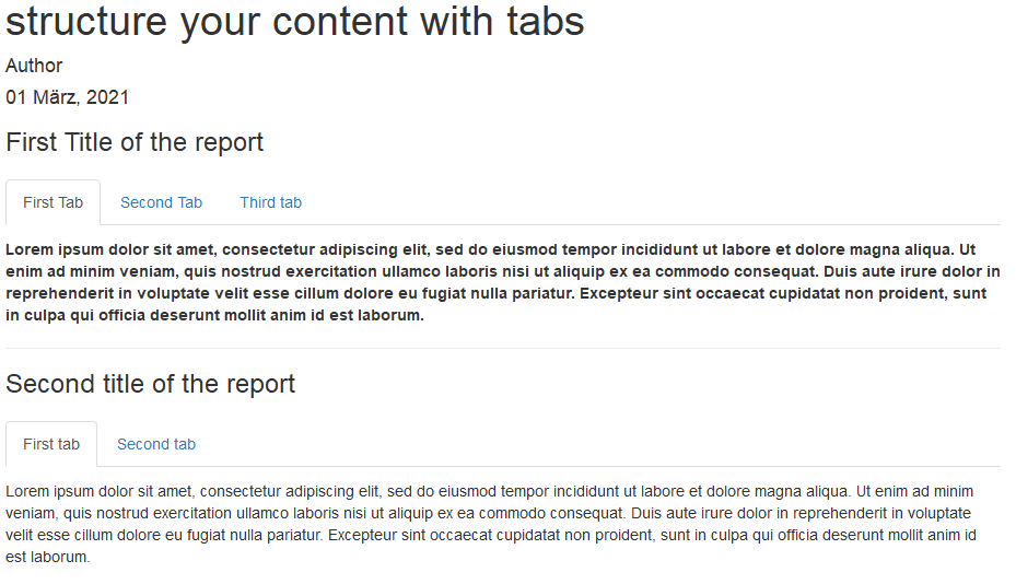 Fig. 1. Content of HTML document structured with tabs.
